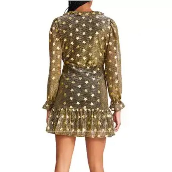 NWOT Betsey Johnson Women's Faux-Wrap Metallic Star Dress - Picture 7 of 7